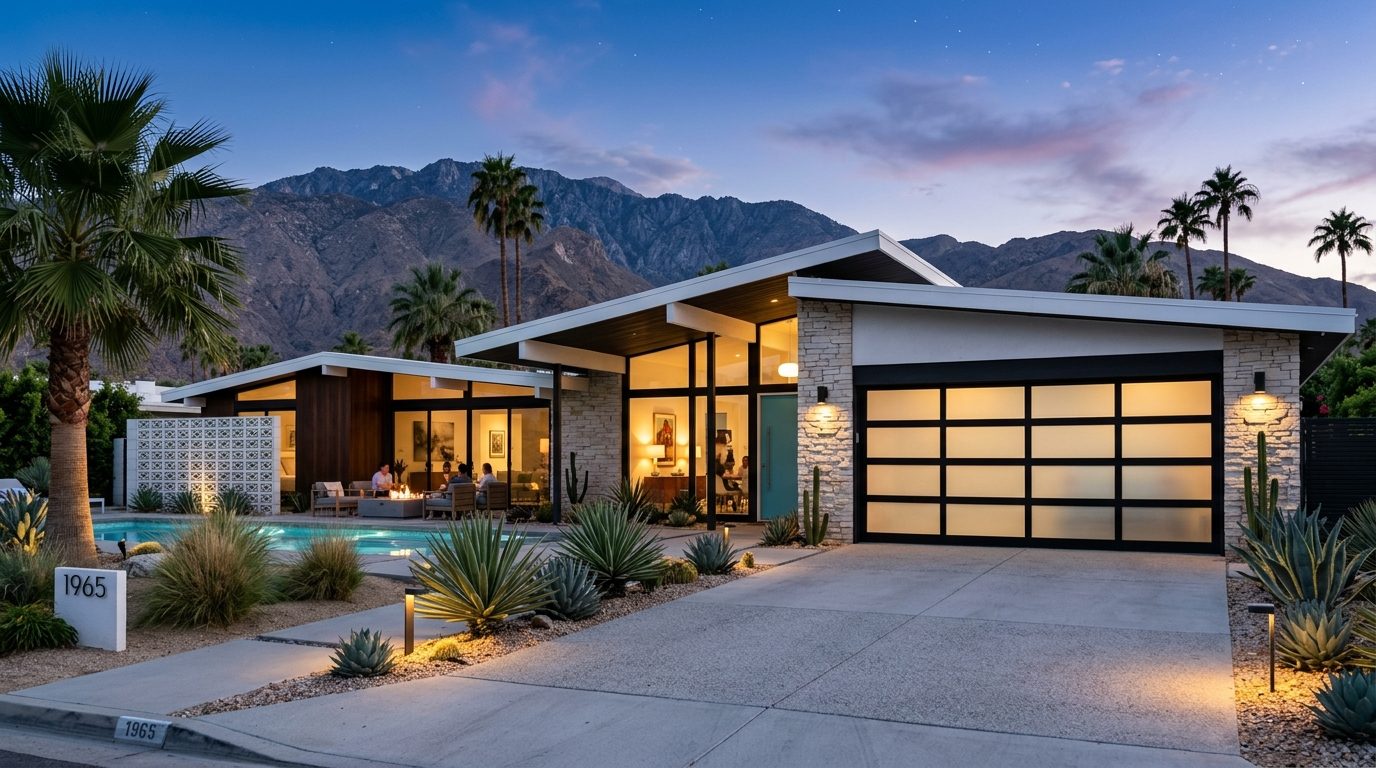 Mitchell Garage Door Repair Exterior Closed Garage Door at Twilight